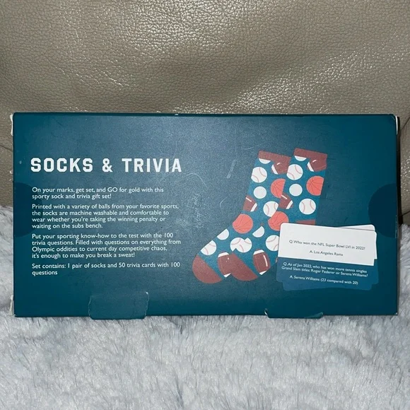 NIB SOCKS & TRIVIA.  Ages 12+ - Picture 2 of 3